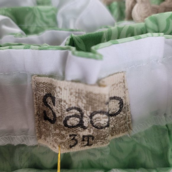 Sado NWT green boho Fleur-de-lis lace strappy tank top with big bow detail SZ 3T - Picture 3 of 6